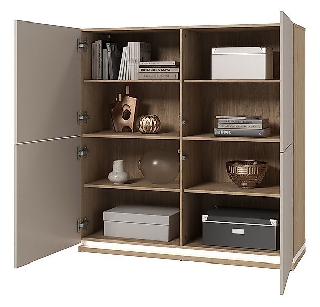 Lomadox Highboard DRACHTEN-83, Sideboard Eiche kaschmir Modern günstig online kaufen