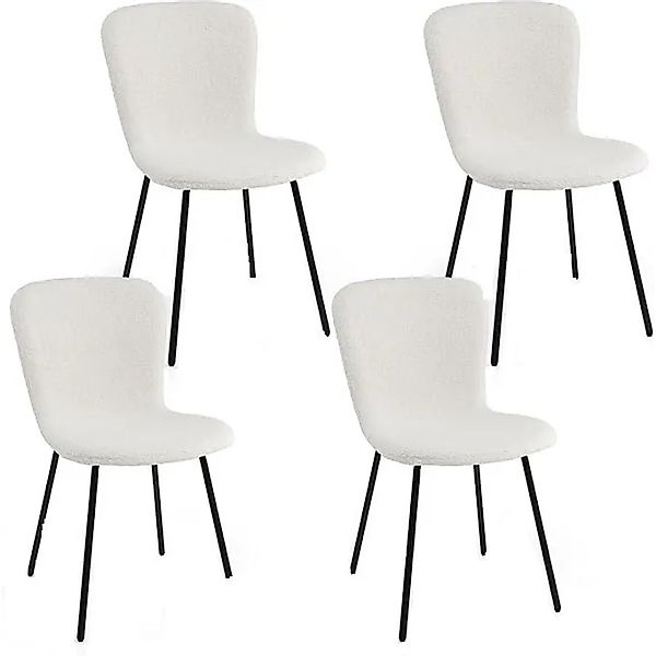 Costway 4er Set Esszimmerstühle Sitzhöhe 49cm Metallrahmen günstig online kaufen