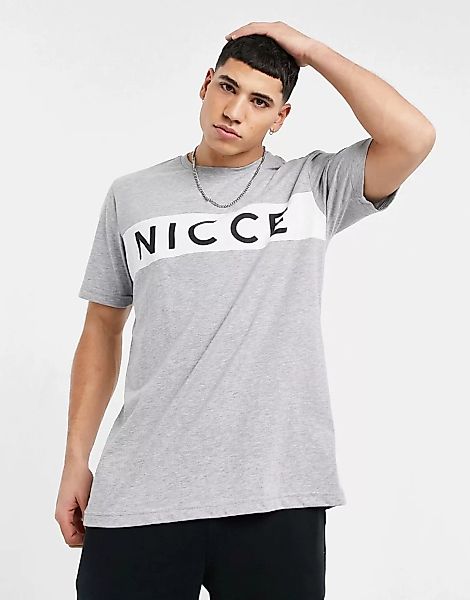 Nicce – Loungewear – T-Shirt mit Logo-Panel in Grau günstig online kaufen
