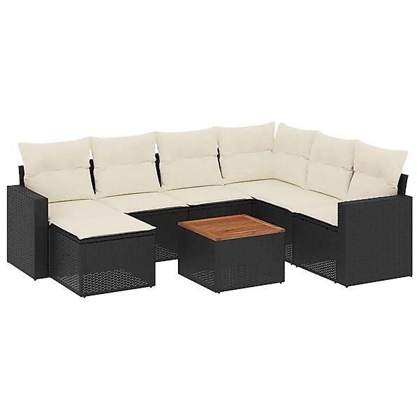 vidaXL 8-Tlg Garten-Sofagarnitur mit Kissen Schwarz Poly Rattan 3224236 günstig online kaufen