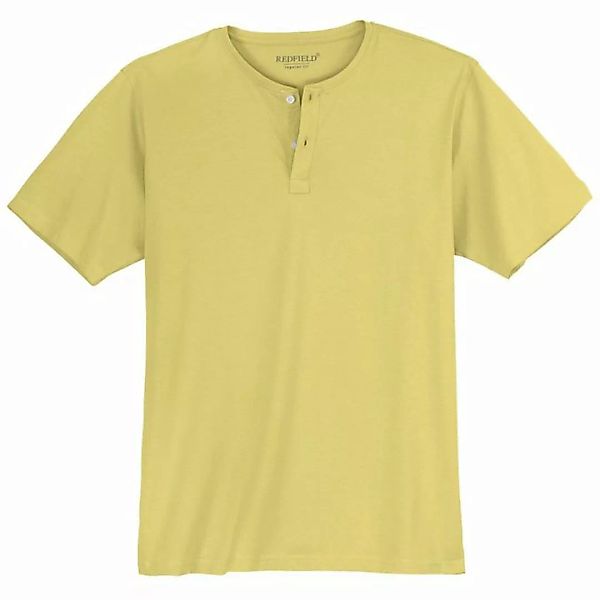 redfield Rundhalsshirt Große Größen Redfield Herren T-Shirt hellgelb Knopfl günstig online kaufen