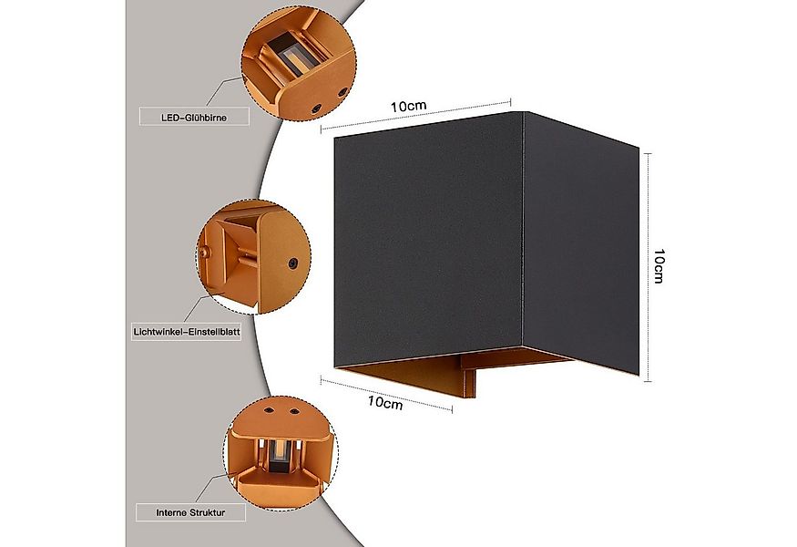 ZMH LED Wandleuchte Innen Wandlampe 5W Außenlampe Warmweiß Wand Flur, LED f günstig online kaufen