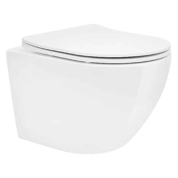 LuxeBath Tiefspül-WC Spülrandloses Wand Hänge WC aus Keramik, mit WC-Sitz A günstig online kaufen