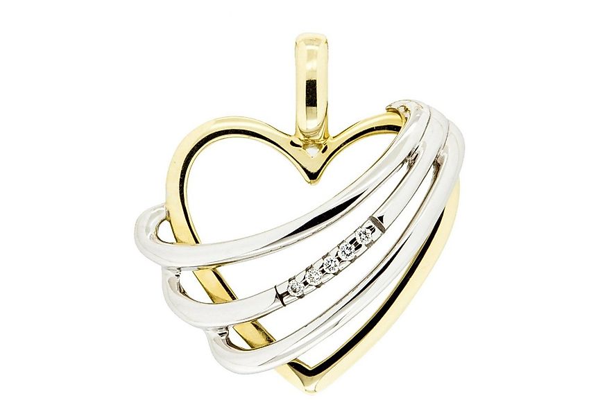 Orolino Kettenanhänger 585 Gold zweifarbig Herz mit 5x Brillant 0,025ct. günstig online kaufen