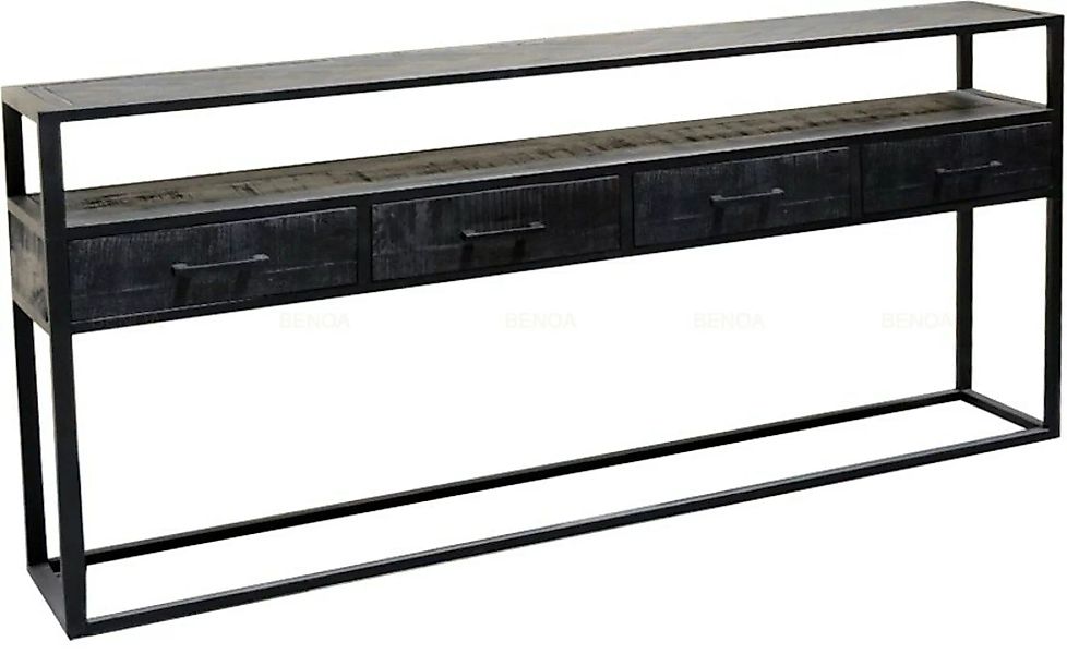 Konsolentisch Schwarz Sideboard Anrichte Metall Massiv Mangoholz Industrial günstig online kaufen