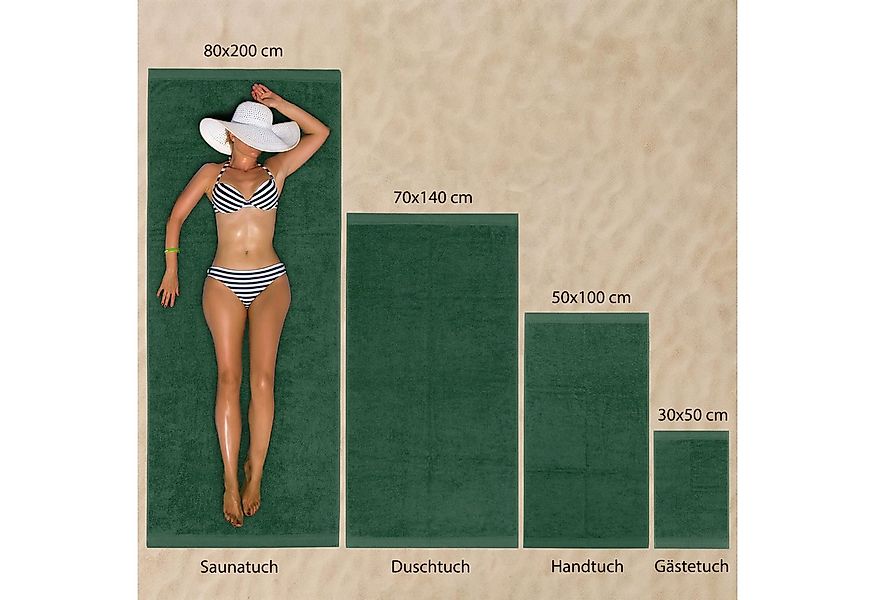 Hausfelder Saunatuch Handtücher Set - 2X Saunatücher 4 x Handtücher Dunkelg günstig online kaufen
