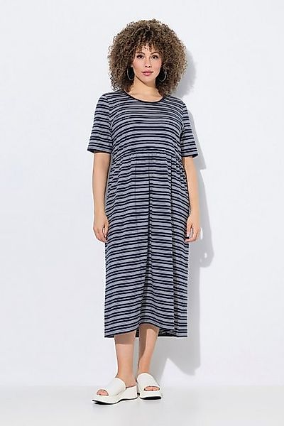 Ulla Popken Jerseykleid Midikleid Ringel A-Linie Rundhals Halbarm günstig online kaufen