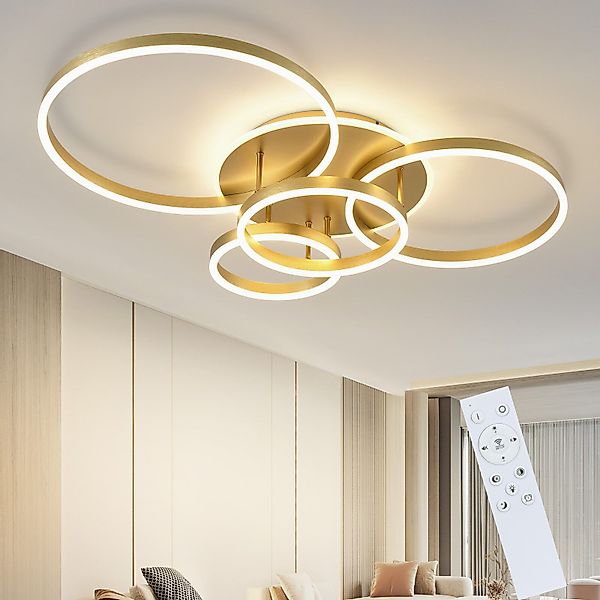 Nettlife LED Deckenleuchte Dimmbar Wohnzimmer Gold günstig online kaufen