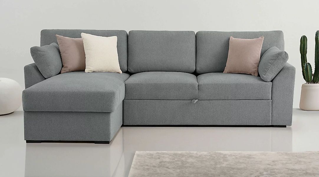 Home affaire Ecksofa "Citry", Breite 246 cm, Chenille, Bettfunktion, Bettka günstig online kaufen