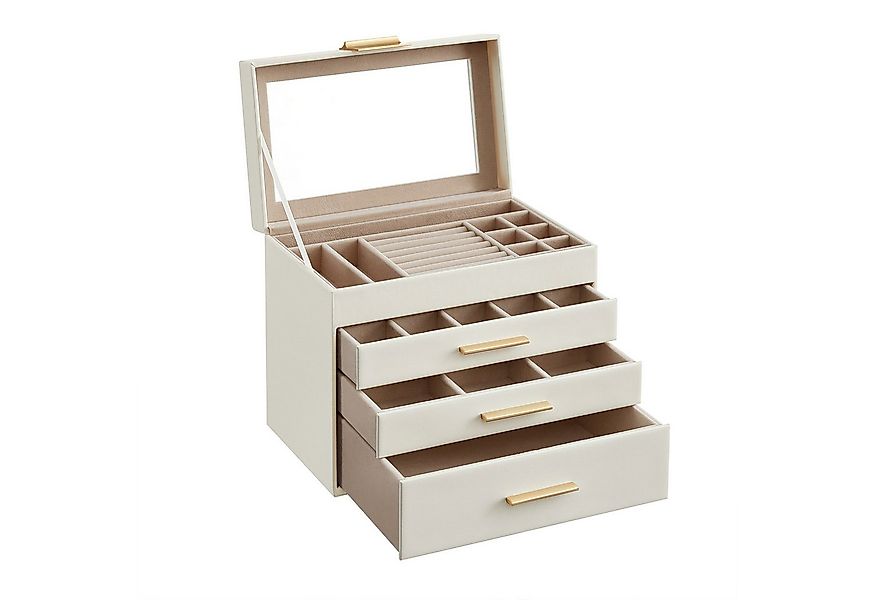 SONGMICS Schmuckkasten, mit 4 Ebenen, Schmuckbox mit Glasdeckel, 3 Schublad günstig online kaufen