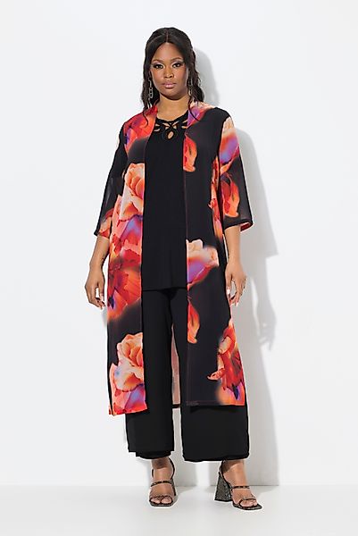 Ulla Popken Sommerjacke Chiffonjacke Blüten Schalkragen günstig online kaufen