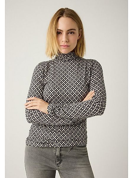 MORE&MORE Longsleeve Langarm-Rollkragenshirt, Print günstig online kaufen