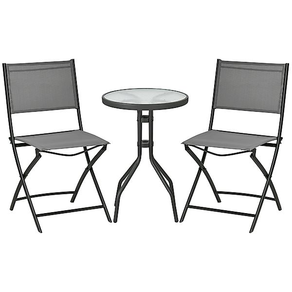 Outsunny Garten-Bistroset für 2 Personen, Gartenmöbel Set mit 1 Tisch und 2 günstig online kaufen
