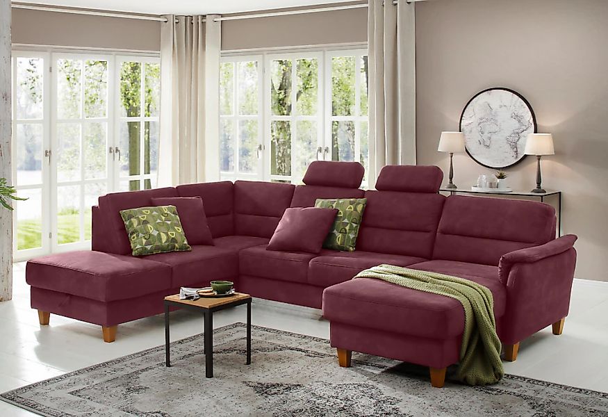 Home affaire Wohnlandschaft "Palmera U-Form, B: 308 cm" optional Bettfunkti günstig online kaufen