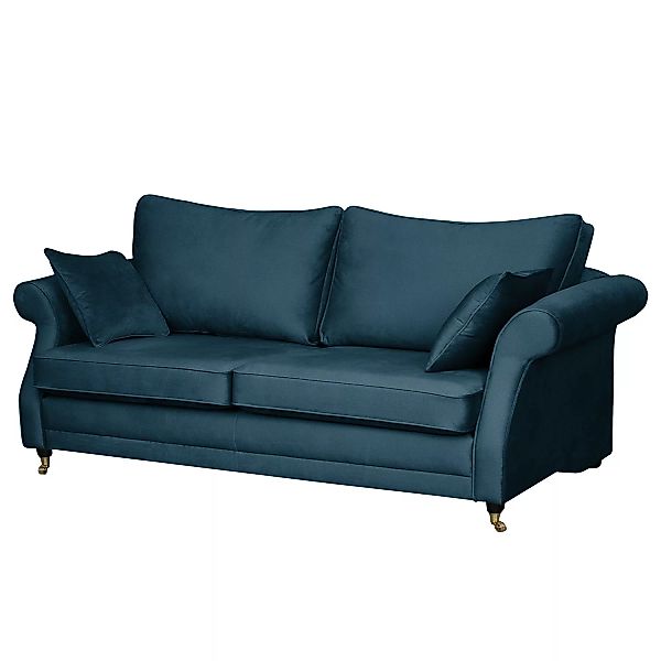 home24 Maison Belfort Sofa Killara 3-Sitzer Marineblau Samt 230x70x95 cm günstig online kaufen