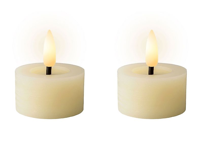 Lumineo LED-Kerze, LED Teelichter mit Timer 4,4x5cm Wachs Creme / Warmweiß günstig online kaufen