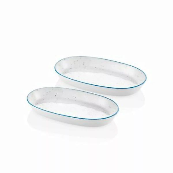 THE MIA Dots ovaler Servierteller 29cm 2-tlg. Set blau günstig online kaufen