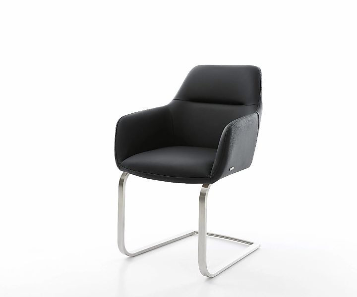 Freischwinger Pejo-Flex Echt-Leder Schwarz Freischwinger flach Edelstahl Ta günstig online kaufen