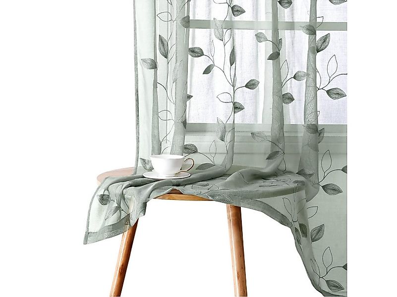 Kaket Vorhang Leinen Voile Vorhänge, halbtransparente Blumenvorhänge, 1 Stü günstig online kaufen