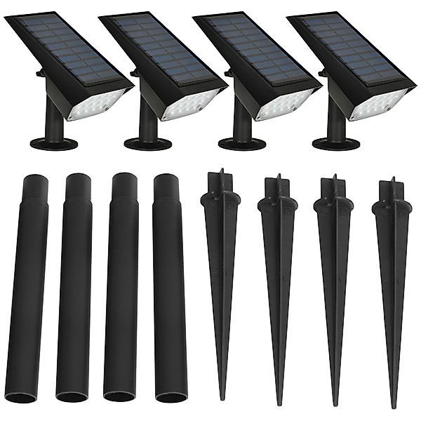 Outsunny Set 4 Gartenstrahler mit Pfahl, Solarlicht 1 Farbe und 2 Helligkei günstig online kaufen