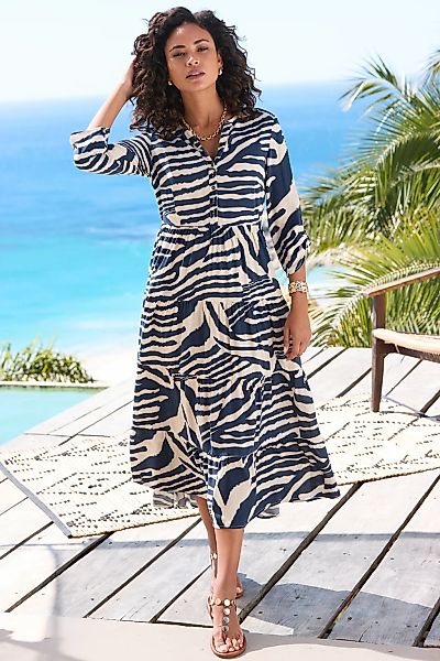 LASCANA Maxikleid mit Animalprint und Knopfleiste, Sommerkleid, Strandkleid günstig online kaufen