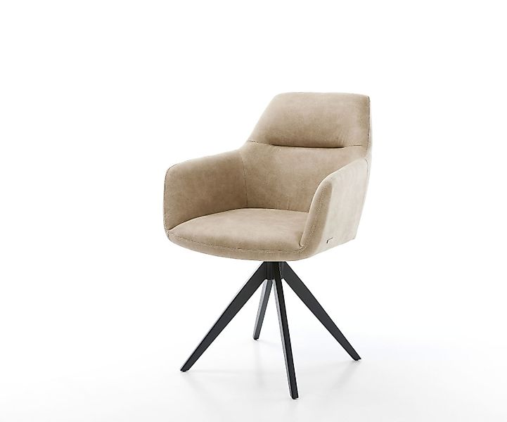 Esszimmerstuhl Pejo-Flex Mikrofaser Beige Vintage Kreuzgestell kantig Schwa günstig online kaufen