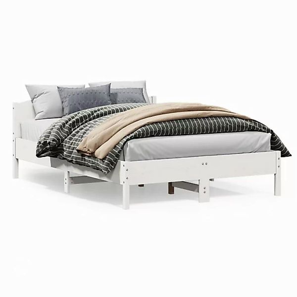 vidaXL Bett Massivholzbett ohne Matratze Weiß 150x200 cm Kiefernholz günstig online kaufen