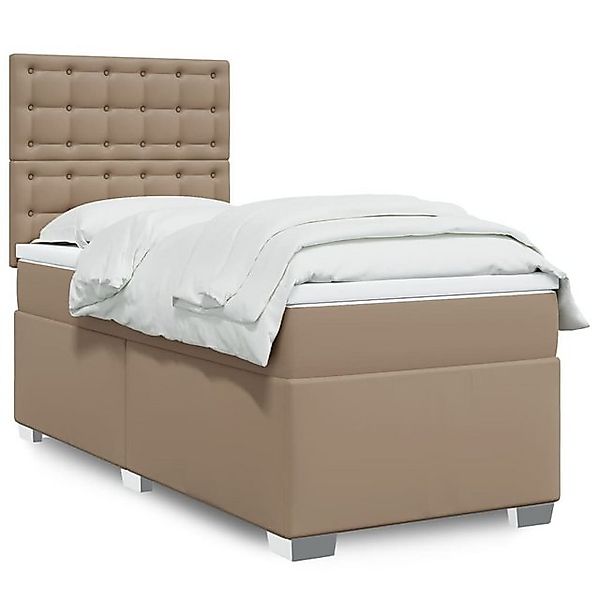 vidaXL Boxspringbett, Boxspringbett mit Matratze Cappuccino-Braun 90x200cm günstig online kaufen