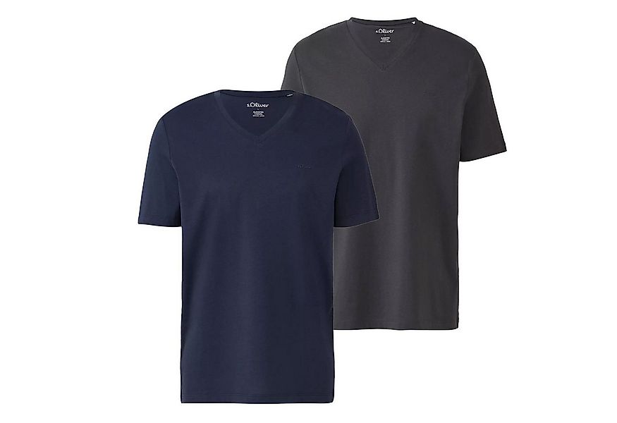 s.Oliver T-Shirt V-Ausschnitt, mit Logo auf der Brust günstig online kaufen