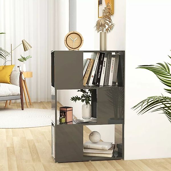 Bücherregal Raumteiler Hochglanz-grau 60x24x94 Cm Spanplatte günstig online kaufen