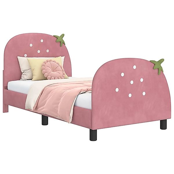 vidaXL Kinderbettgestell mit Kopfteil Rosa 80 x 160 cm Samt 42011070 günstig online kaufen