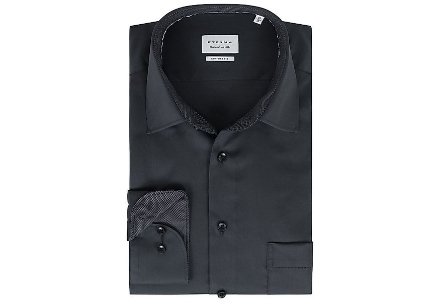Eterna Langarmhemd Comfort Fit, Anthrazit, 100 % Baumwolle, Satingewebe, Bü günstig online kaufen