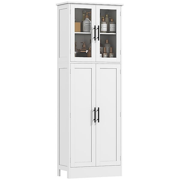 HOMCOM Hochschrank fürs Badezimmer mit Glastüren und 2 Schränken, platzspar günstig online kaufen