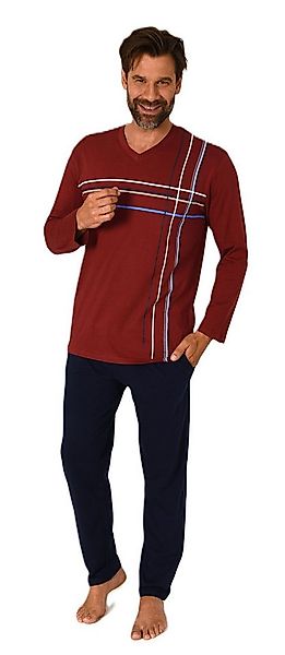 Normann Pyjama Herren Schlafanzug langarm Pyjama mit Frontprint - auch in Ü günstig online kaufen