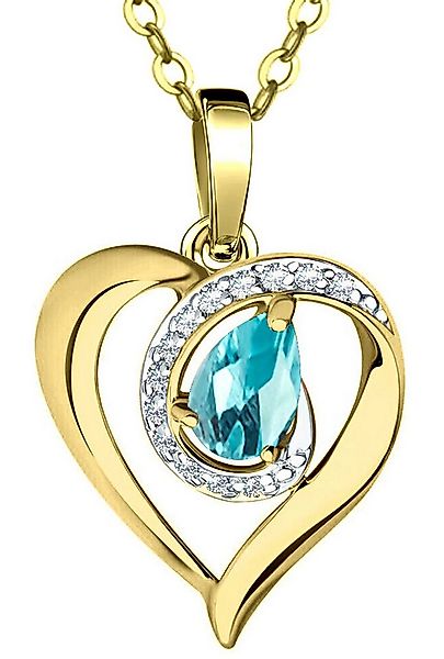 Limana Herzkette echter Apatit blau 925 Silber gold Herz Kette Anhänger ver günstig online kaufen