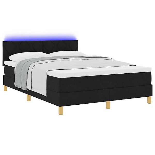 vidaXL Bett Boxspringbett mit Matratze & LED Schwarz 140x200 cm Stoff (1-tl günstig online kaufen