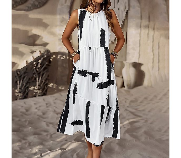 DEBAIJIA Dirndl Sommerkleid Damen Frauen Bedruckter Ärmellos Kleid Lässiger günstig online kaufen