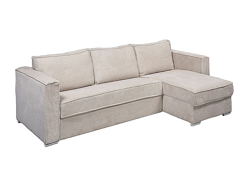 Eckschlafsofa mit Matratze - Ecke wechselbar - Cord - Beige - Liegefläche 1 günstig online kaufen