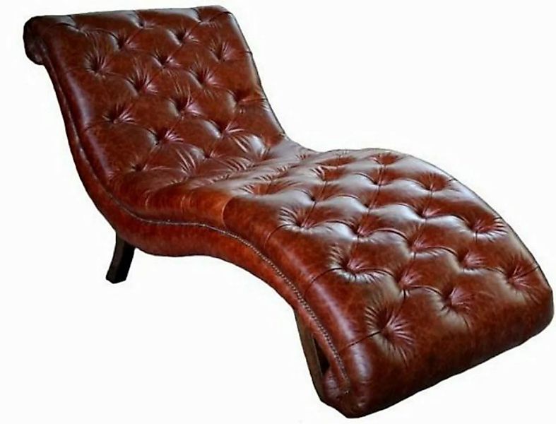 Casa Padrino Chesterfield-Sofa Chesterfield Echt Leder Relax Liege Dunkelbr günstig online kaufen