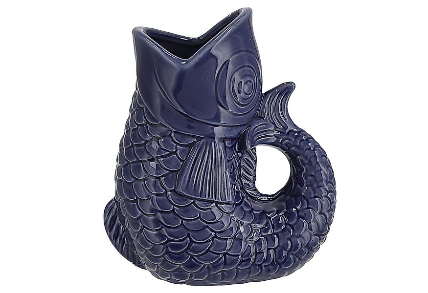 CEPEWA Dekovase Vase Fisch 'Blubb' 15x17x9cm Dolomit dunkelblau Blumenvase günstig online kaufen