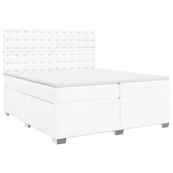 vidaXL Boxspringbett mit Matratze Weiß 200x200 cm Kunstleder 3290737 günstig online kaufen