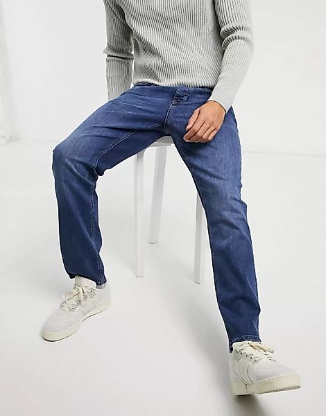 River Island – Gerade Jeans in Mittelblau günstig online kaufen