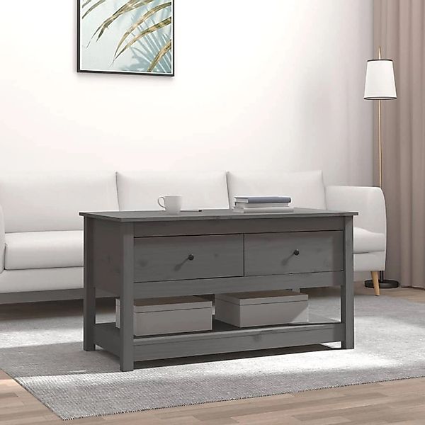 vidaXL Couchtisch Grau 102x49x55 cm Massivholz Kiefer Modell 1 günstig online kaufen