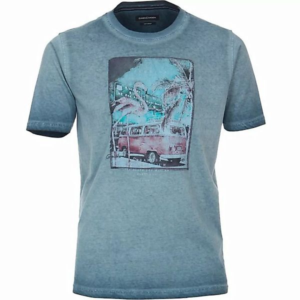 CASAMODA Rundhalsshirt Große Größen Herren T-Shirt Print Vintage Look petro günstig online kaufen
