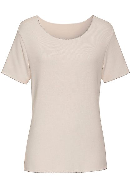 LASCANA Rundhalsshirt "mit feiner Glitzereinfassung", aus weichem Viskose-F günstig online kaufen