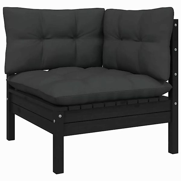 Garten-ecksofa Mit Kissen Schwarz Massivholz Kiefer günstig online kaufen