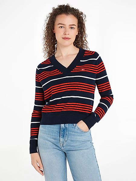 Tommy Jeans Strickpullover TJW V-NECK STRIPE SWEATER im Streifendessin günstig online kaufen