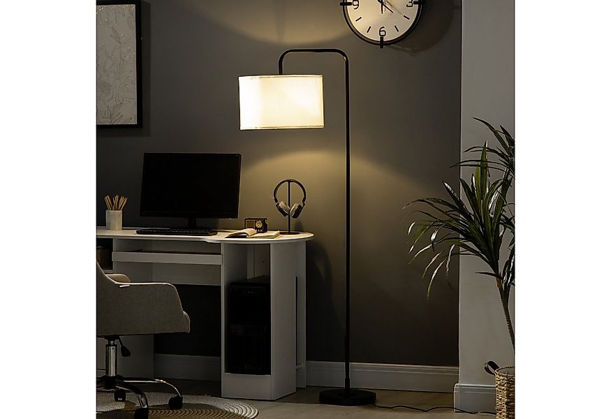 HOMCOM Stehlampe Wohnzimmer Stehleuchte mit Stoff-Lampenschirm, Fußschalter günstig online kaufen