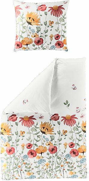 BIERBAUM Bettwäsche "3992" 2 Stk. Mako-Satin, 100 % Baumwolle, pflegeleicht günstig online kaufen