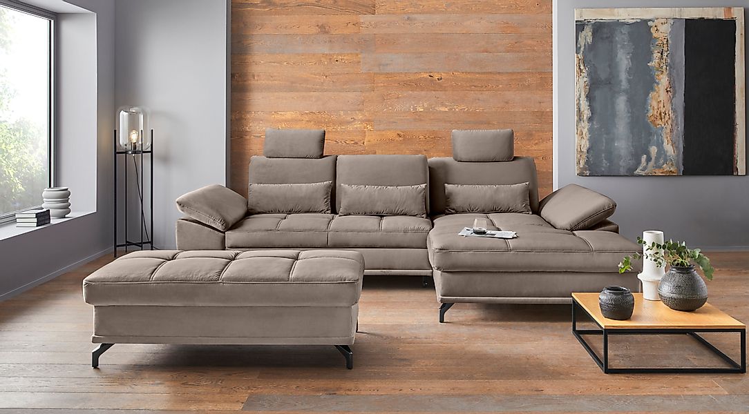 PLACES OF STYLE Ecksofa "Costello L-Form, B: 301 cm mit Sitztiefen-, Armtei günstig online kaufen